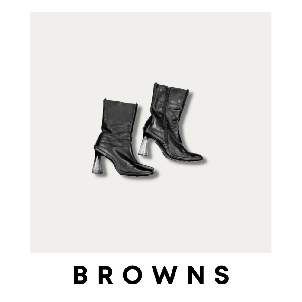 Browns iD Square Toe Bootie Clear Heel